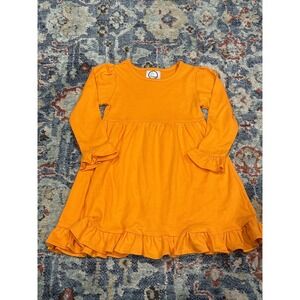 Blanks Boutique Dress Girls 3T Orange Ruffle Long Sleeve EUC